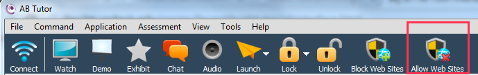 Allow Web Sites highlighted on toolbar