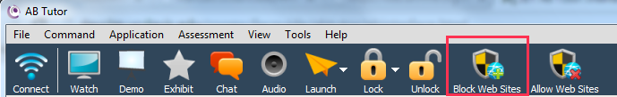 Block Web Sites highlighted in tool bar